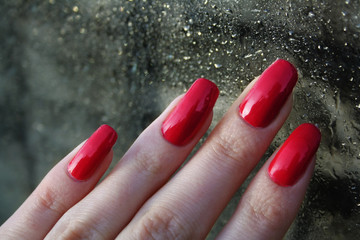 Female classic manicure with red lacquer - 269742871