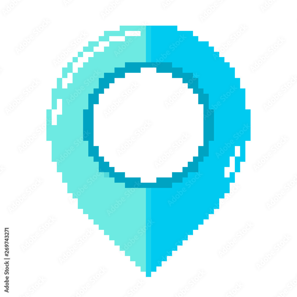 Poster map pointer in pixel art design. vector illustration.