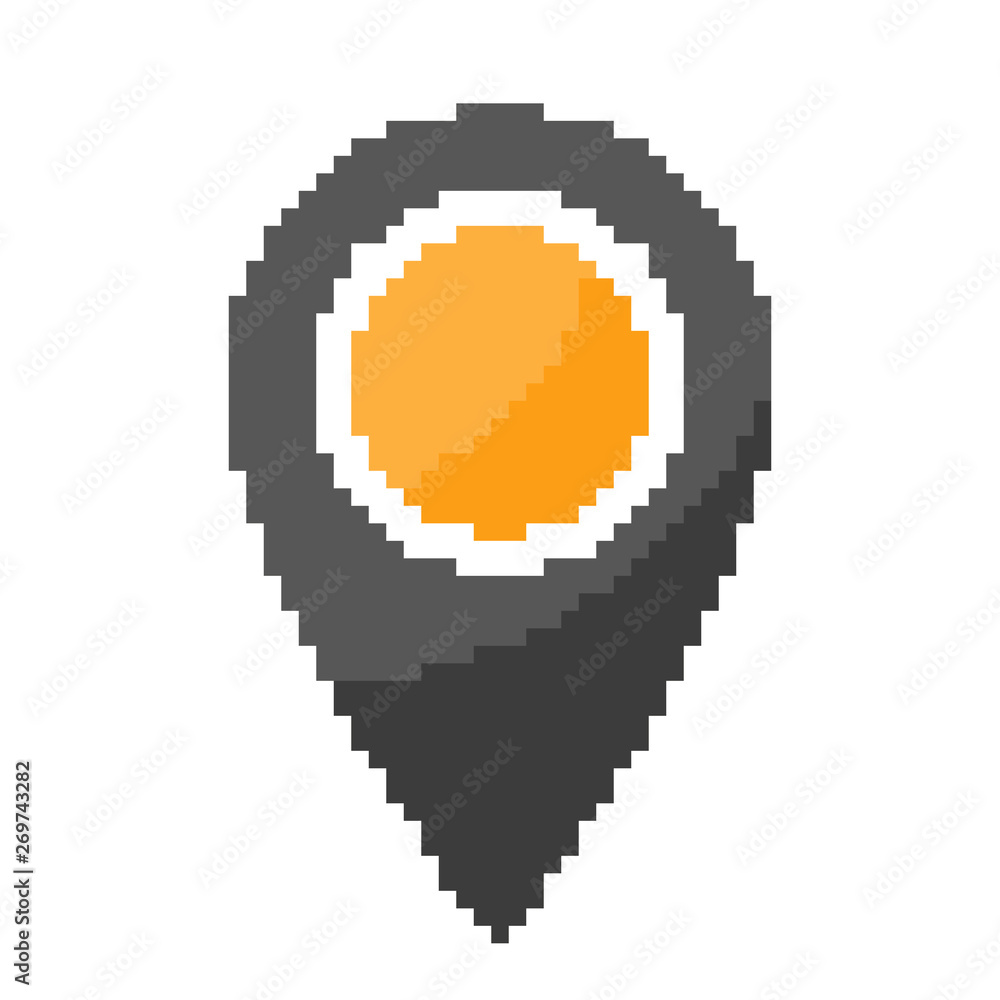 Poster map pointer in pixel art design. vector illustration.