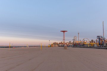 Sunrise on the beach in Coney Island New York City