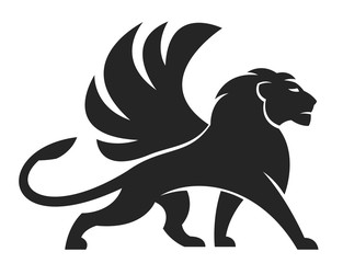 Winged lion on a white background