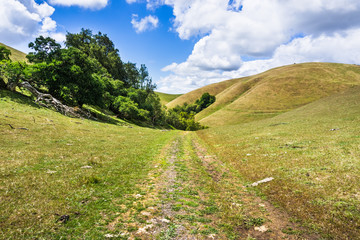 Hiking trail through the hills of south San Francisco bay area, San Jose, California