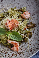 Cooking tagliolini gourmet, chef's hands at work