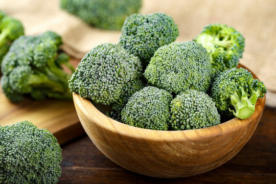 Healthy Green Organic Raw Broccoli Florets