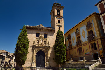Fototapeta na wymiar Catholic church of Saint Gil and St Anne mother of Mary in Granada Andalusia