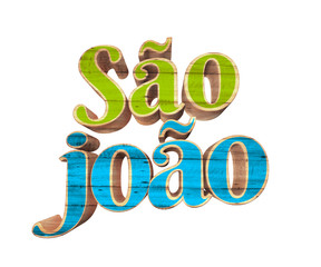 Festa Junina com bandeiras de fundo para varejo. Selo promocional 3d Brasil para festa de junho de cartão ou cartaz para férias. Selo São João e arraiá. Tipografia festiva
