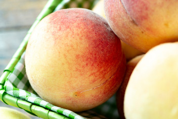 close up of ripe peaches