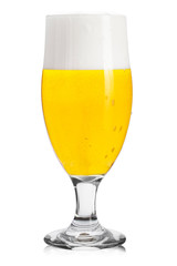 Glass of cold beer isolated on white background.
