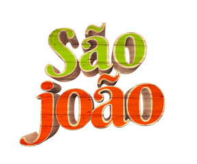 Festa Junina com bandeiras de fundo para varejo. Selo promocional 3d Brasil para festa de junho de cartão ou cartaz para férias. Selo São João e arraiá. Tipografia festiva