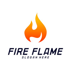 Fire Flame Logo Design Vector Template. Icon Symbol.