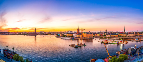 Blick von Monteliusvägen über die Stadt Stockholm, Schweden 