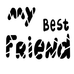 Hand drawn phrase Best Friends Forever. Color flower. Hand written lettering Illustration. Lettering design. Black ink on white isolated background. Vector