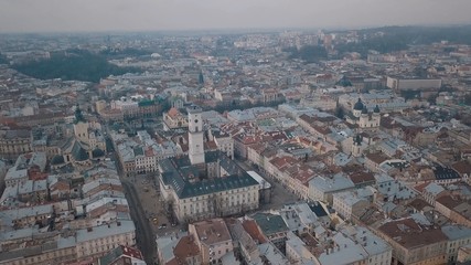 Fototapeta premium Aerial City Lviv, Ukraine. European City. Popular areas of the city