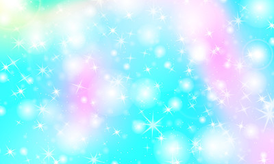 Unicorn rainbow background. Holographic sky