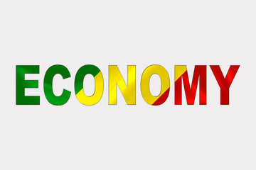 Economy Word over the Democratic Republic of the Congo Flag.