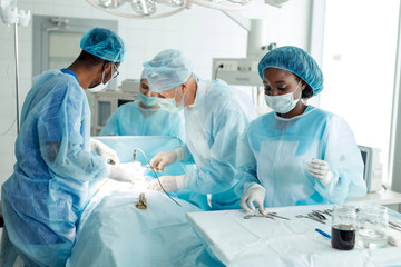 doctorss have to amputate client s leg because the infection spread so quickly.close up photo