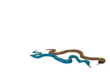 Fake snake toy, rubber animal for game.