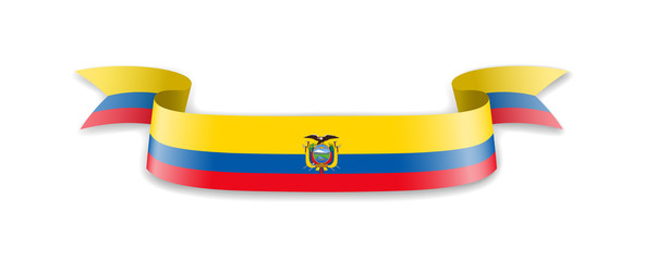 Ecuador flag in the form of wave ribbon.