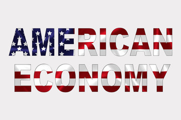 Economy Word over American Flag.
