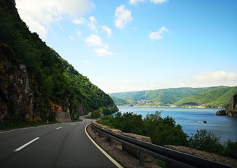 Road by the Danube river - Serbian road along the Danube river