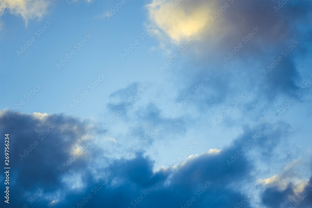 Wall mural beautiful bright blue sky with clouds. picturesque colorful