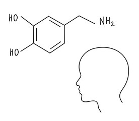 Dopamine formula on a white background. Vector illustration. 