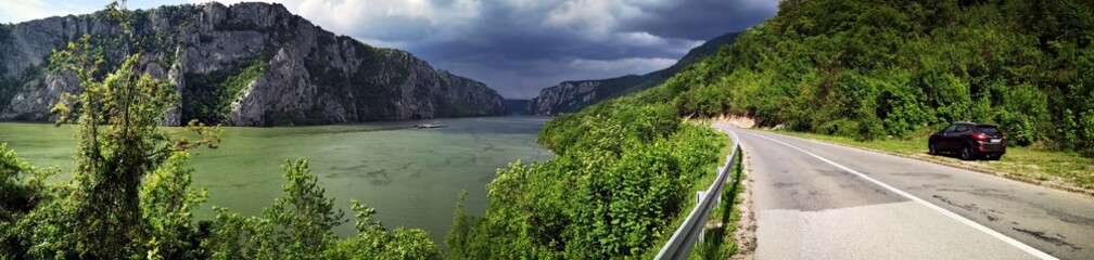 Road by the Danube river - Serbian road along the Danube river