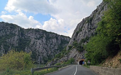 Road in the mountains - Serbian road along the Danube river