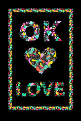 OK LOVE Aquarell floral handdrawn