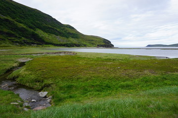 Hiking near North Cape in Norway