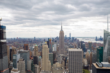 Fototapeta na wymiar USA. New York. May 2019: View from the top.American aerial landscape with usa. Manhattan - New York City Aerial view. Midtown manhattan. Panoramic view. City financial district. New York skyline - USA