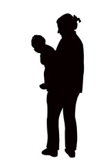 a mother and baby together, silhouette vector