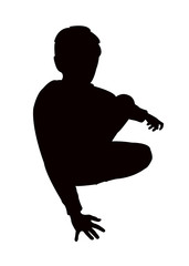a boy sitting silhouette vector