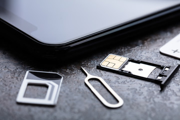 Nano Sim Card In The Card Adapter With Eject Pin