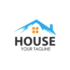 House and mountain stock logo template. Flat design