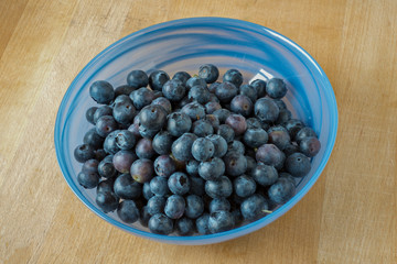 Blueberries in a glass bowl