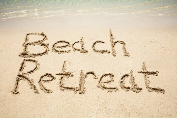 Beach Retreat Text On The Sandy Beach
