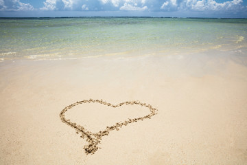 Heart Shape Drawn On The Idyllic Beach