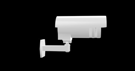 CCTV Camera on Black 3D Rendering