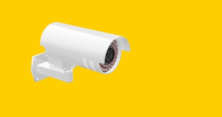 CCTV Camera on Yellow 3D Rendering