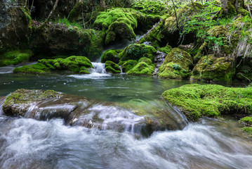 Waterfalls at Entzia mountain range, Alava province in Basque Country, Spain
