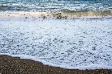 Colorful seascape, view of sea waves on beach