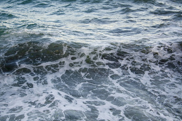 Fototapeta premium Seascape background of storm, white marine foam