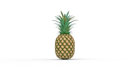 Pineapple Fruit isolated on White 3D Rendering