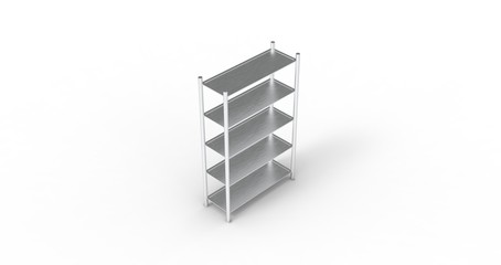 Metal Shelf on white 3D Rendering