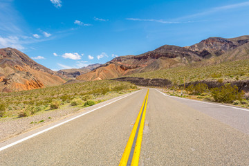 Road crossing the Panamint Range in Death Valley National Park in California. USA