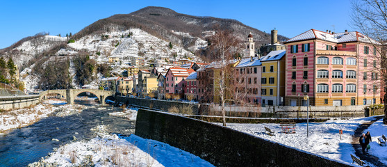 Village of Campo Ligure under the snow