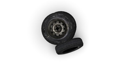 Black Wheel isolated on white 3D Rendering