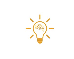 Brain with bulb icon Logo vector of idea and think