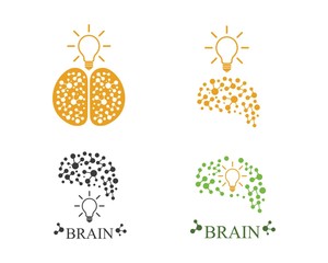 Brain with bulb icon Logo vector of idea and think